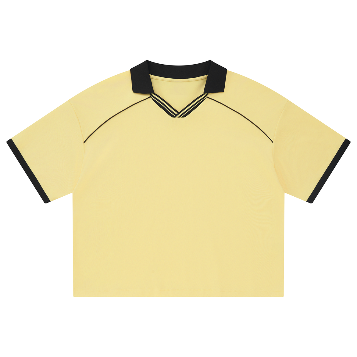 Unisex Collared Piping Boxy Soccer Jersey in yellow