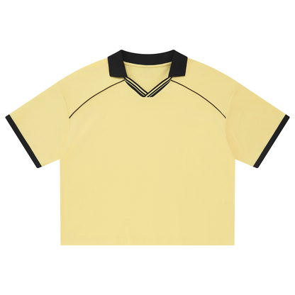 Unisex Collared Piping Boxy Soccer Jersey in yellow