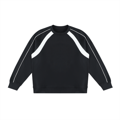 Unisex Color Block Crewneck Sweatshirt in black with white