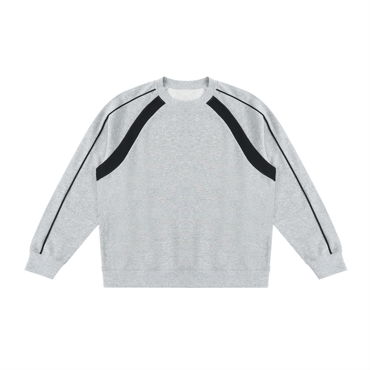 Unisex Color Block Crewneck Sweatshirt in flower gray with black