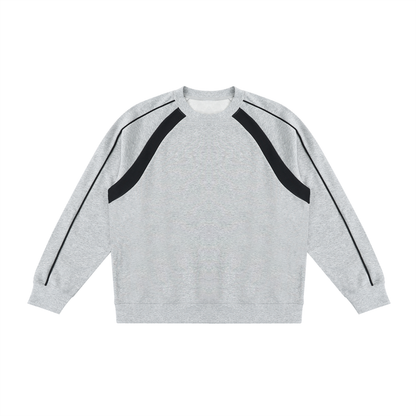 Unisex Color Block Crewneck Sweatshirt in flower gray with black