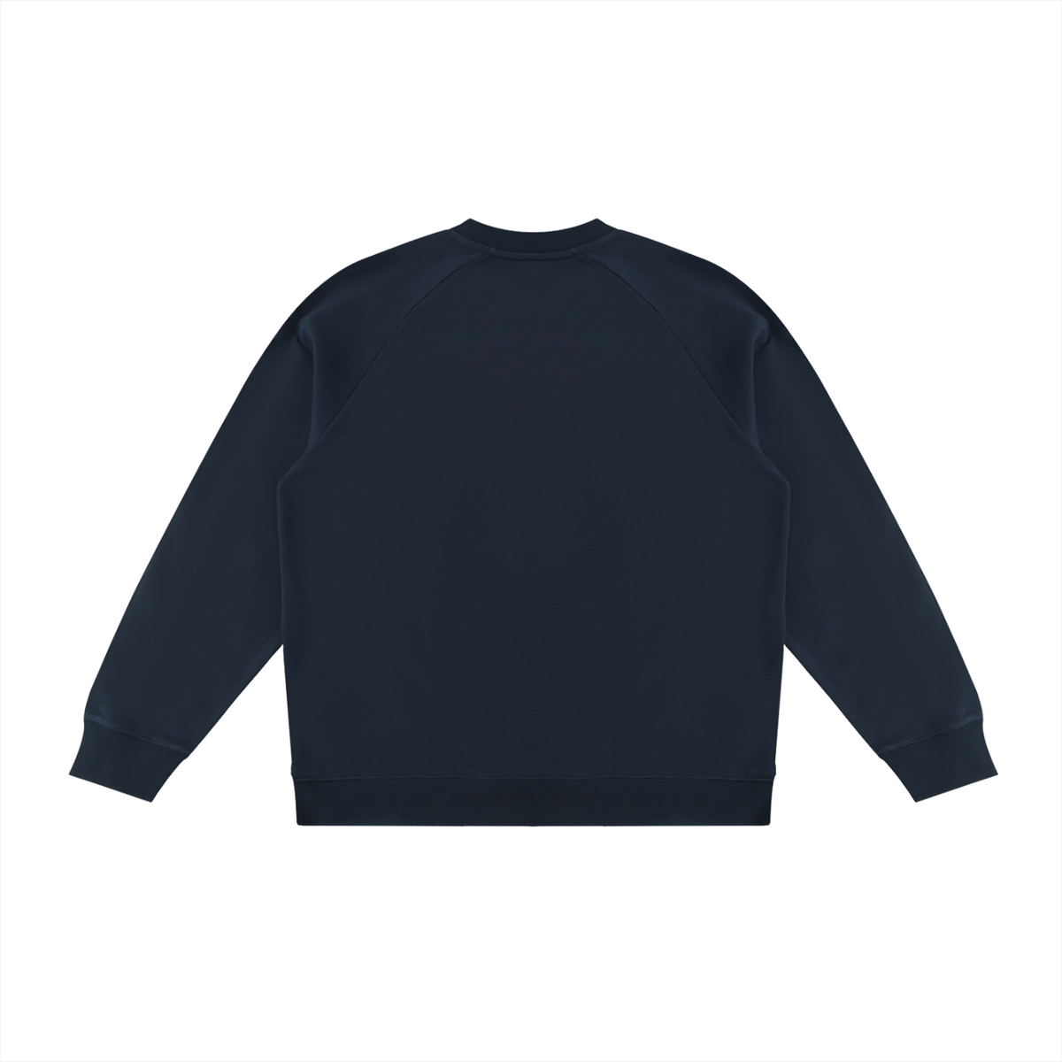 Unisex Color Block Crewneck Sweatshirt in navy blue with white, alternate angle