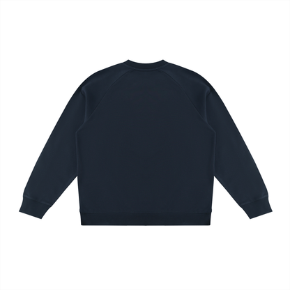 Unisex Color Block Crewneck Sweatshirt in navy blue with white, alternate angle