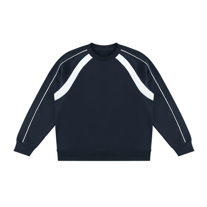 Unisex Color Block Crewneck Sweatshirt in navy blue with white