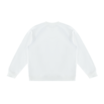 Unisex Color Block Crewneck Sweatshirt in white with sky blue, alternate angle