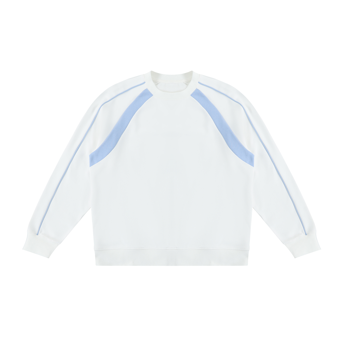 Unisex Color Block Crewneck Sweatshirt in white with sky blue