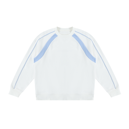 Unisex Color Block Crewneck Sweatshirt in white with sky blue