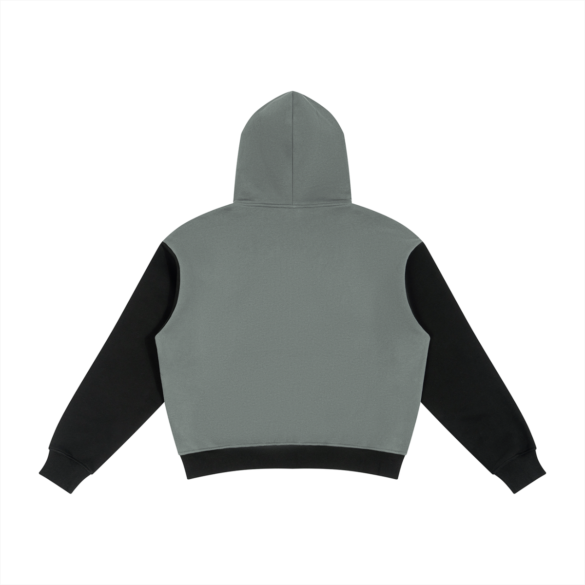 Unisex Color Block Fleece Full Zip Hoodie in dark gray with black, alternate angle