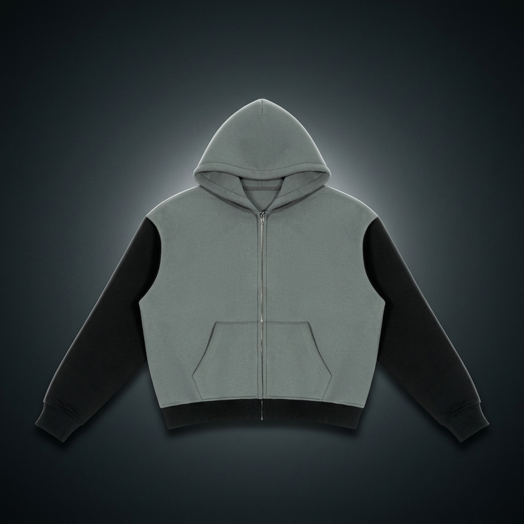 Unisex Color Block Fleece Full Zip Hoodie