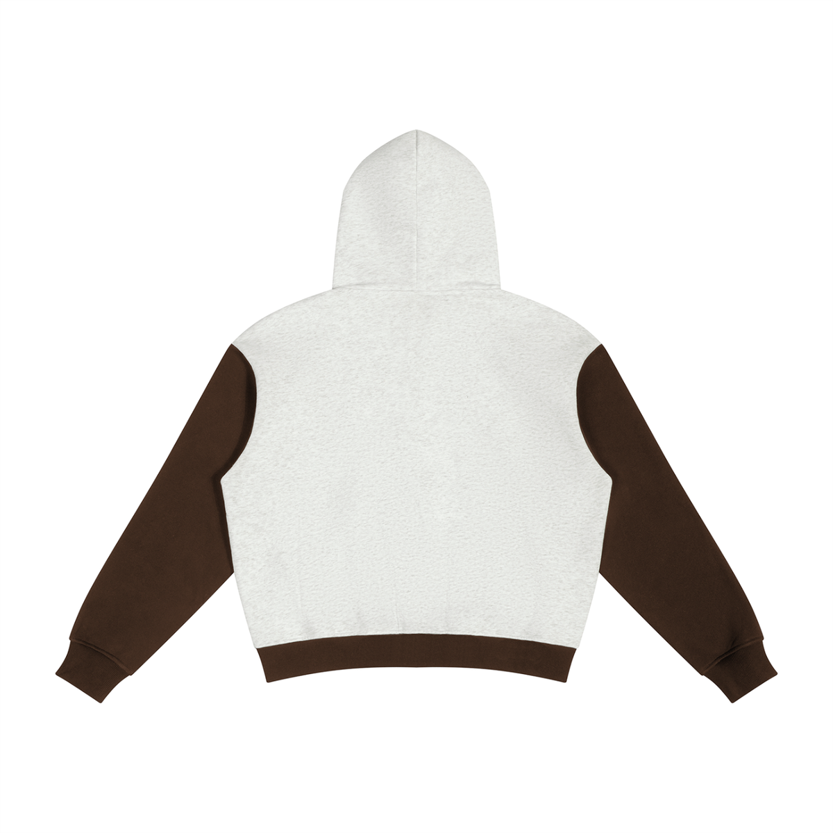Unisex Color Block Fleece Full Zip Hoodie in flower gray with coffee, alternate angle