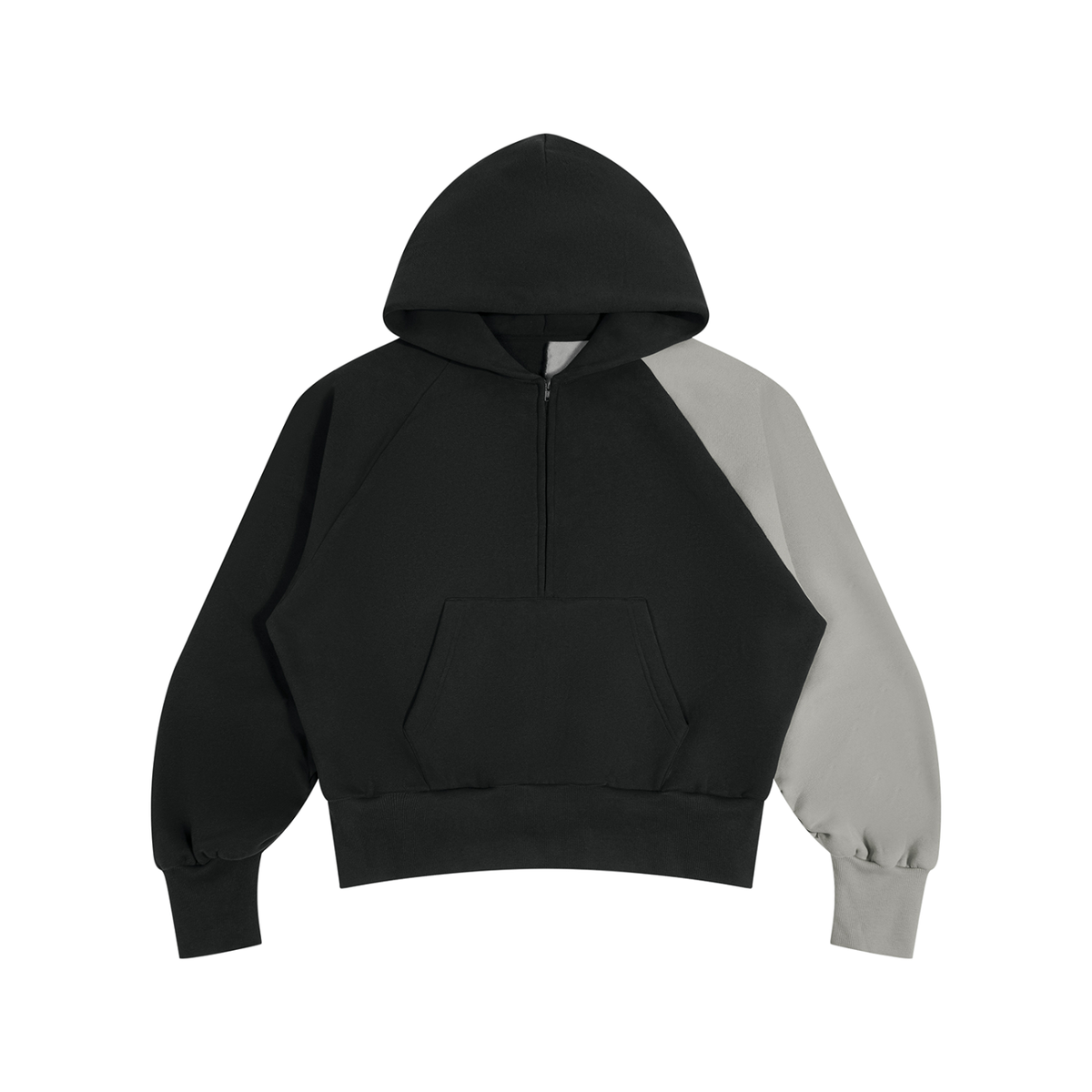 Unisex Color-Block Fleece Hoodie in black with gray