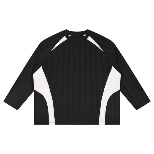 Unisex Color Block Jacquard Soccer Jersey in black