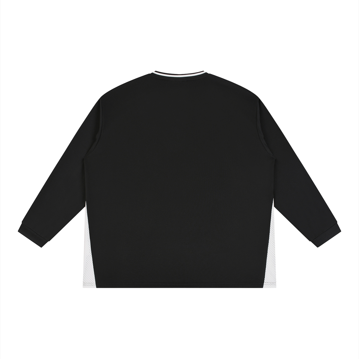Unisex Color Block Long Sleeve Jersey in black with red, alternate angle