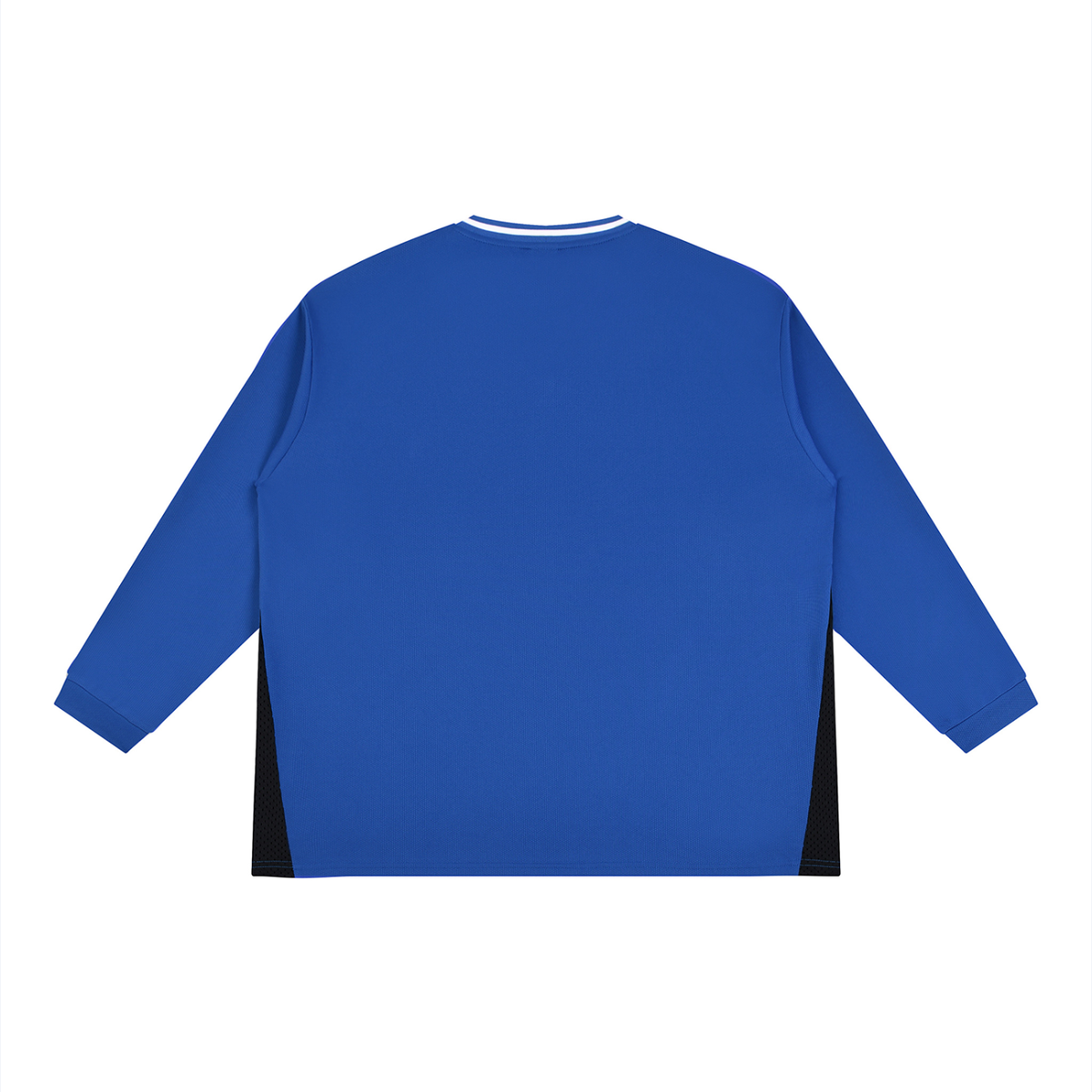 Unisex Color Block Long Sleeve Jersey in blue with white, alternate angle