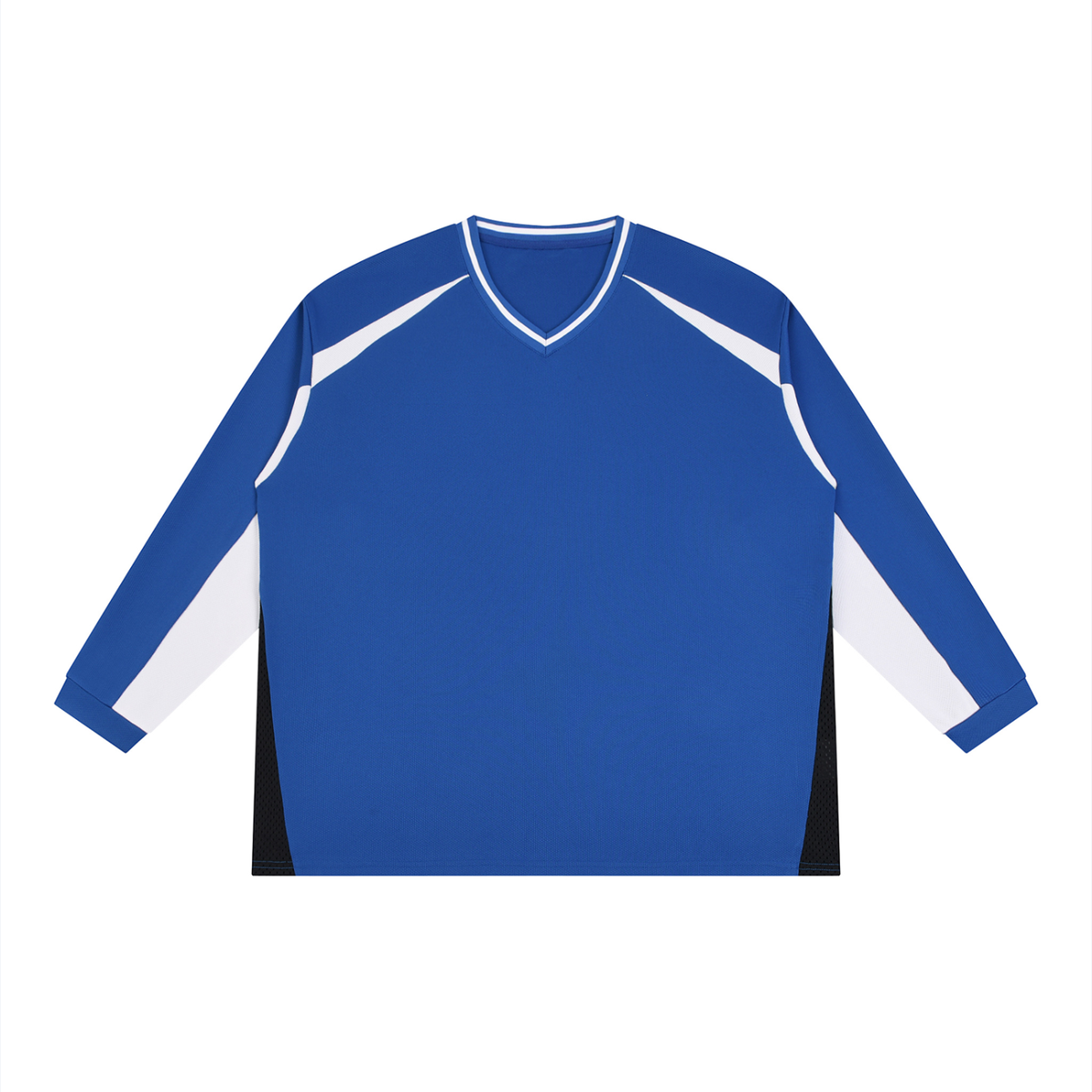 Unisex Color Block Long Sleeve Jersey in blue with white