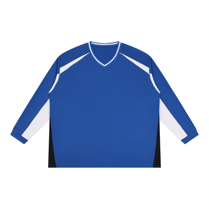 Unisex Color Block Long Sleeve Jersey in blue with white