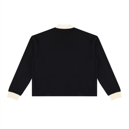 Unisex Color Block Long Sleeve Sweatshirt in black, alternate angle