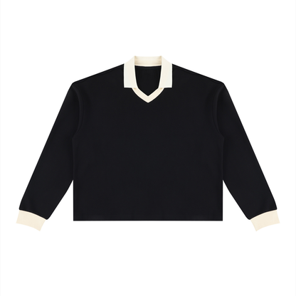 Unisex Color Block Long Sleeve Sweatshirt in black