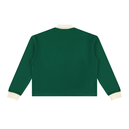 Unisex Color Block Long Sleeve Sweatshirt in green, alternate angle