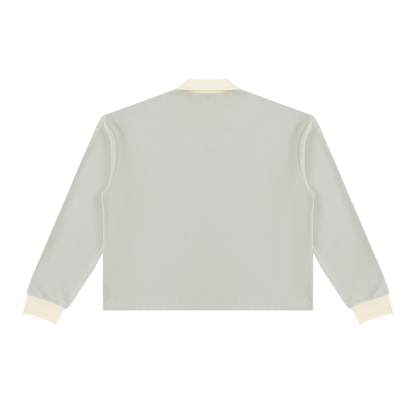 Unisex Color Block Long Sleeve Sweatshirt in light gray, alternate angle