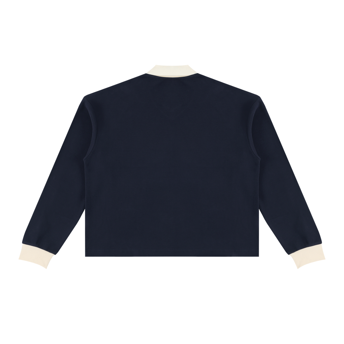 Unisex Color Block Long Sleeve Sweatshirt in navy blue, alternate angle