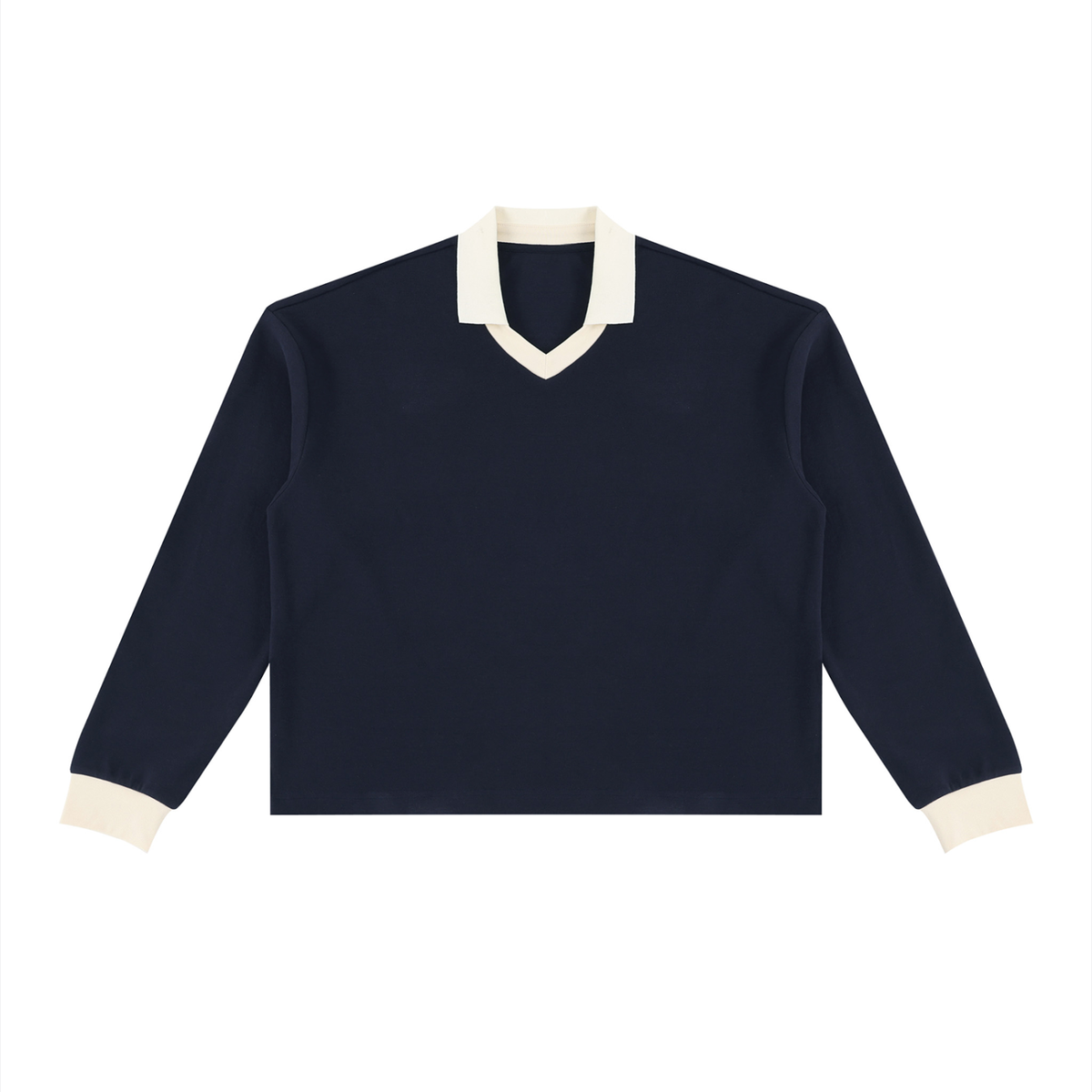 Unisex Color Block Long Sleeve Sweatshirt in navy blue