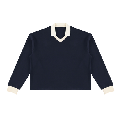 Unisex Color Block Long Sleeve Sweatshirt in navy blue
