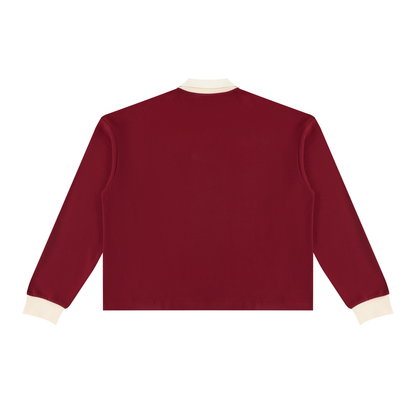 Unisex Color Block Long Sleeve Sweatshirt in red, alternate angle