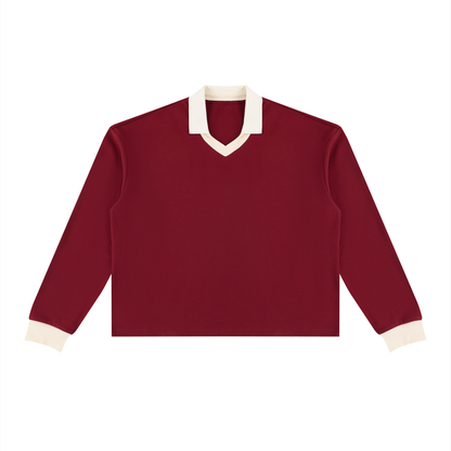 Unisex Color Block Long Sleeve Sweatshirt in red
