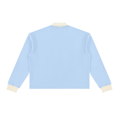 Unisex Color Block Long Sleeve Sweatshirt in sky blue, alternate angle