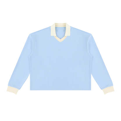 Unisex Color Block Long Sleeve Sweatshirt in sky blue