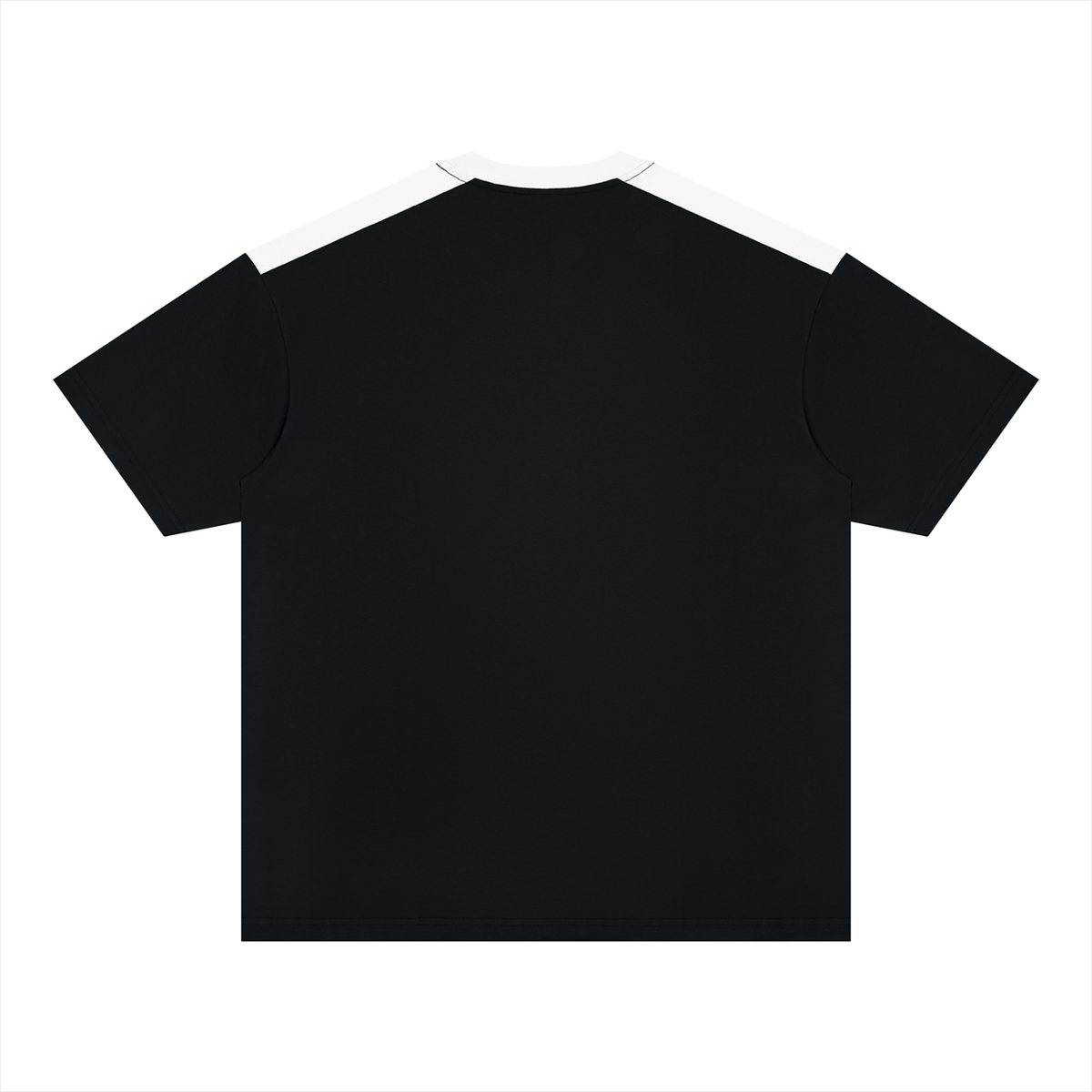 Unisex Color Block Loose T-Shirt in black with white, alternate angle