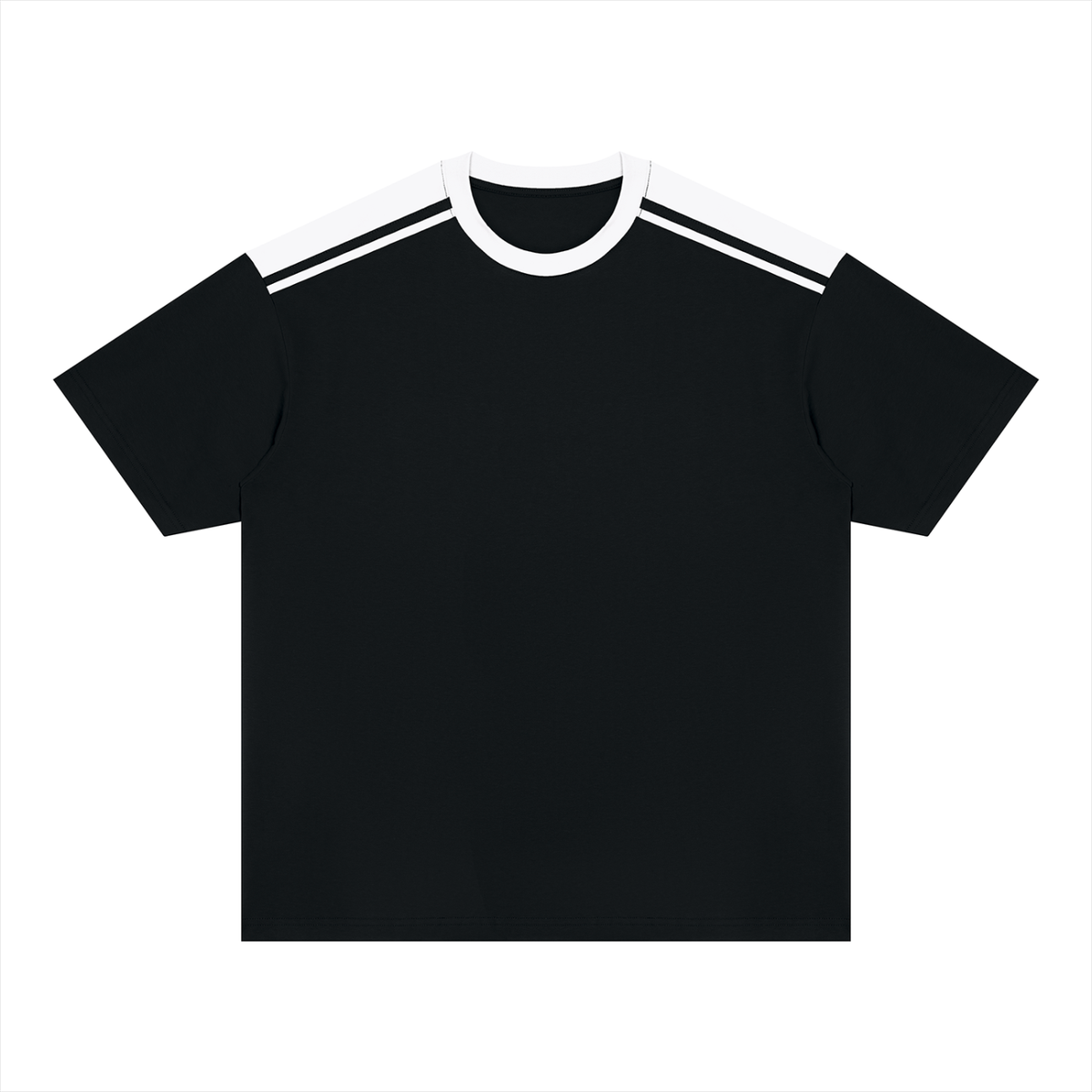 Unisex Color Block Loose T-Shirt in black with white