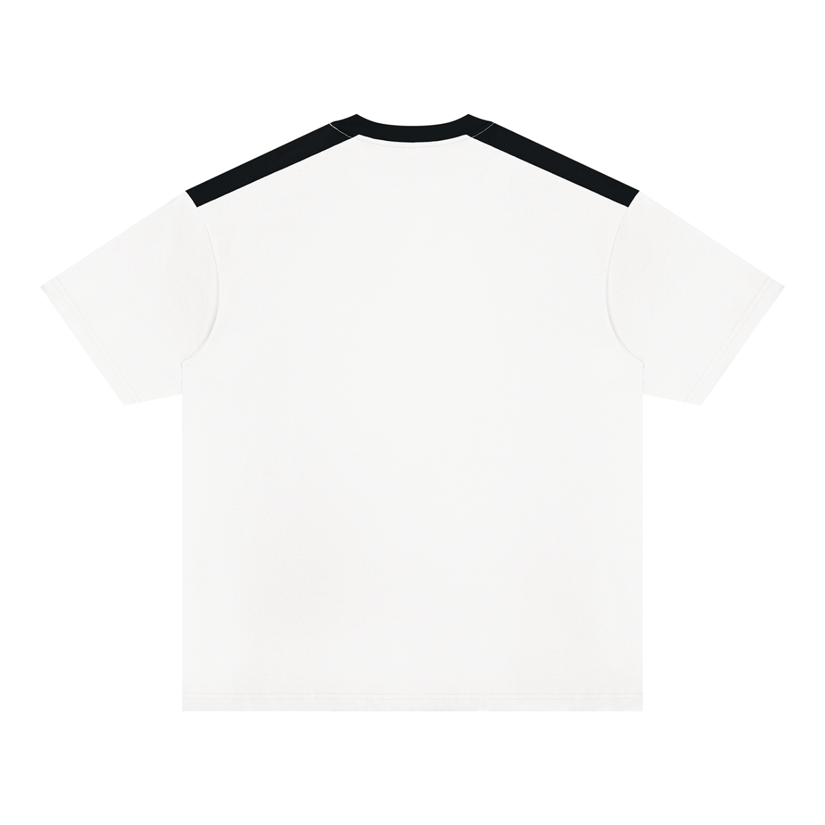 Unisex Color Block Loose T-Shirt in white with black, alternate angle