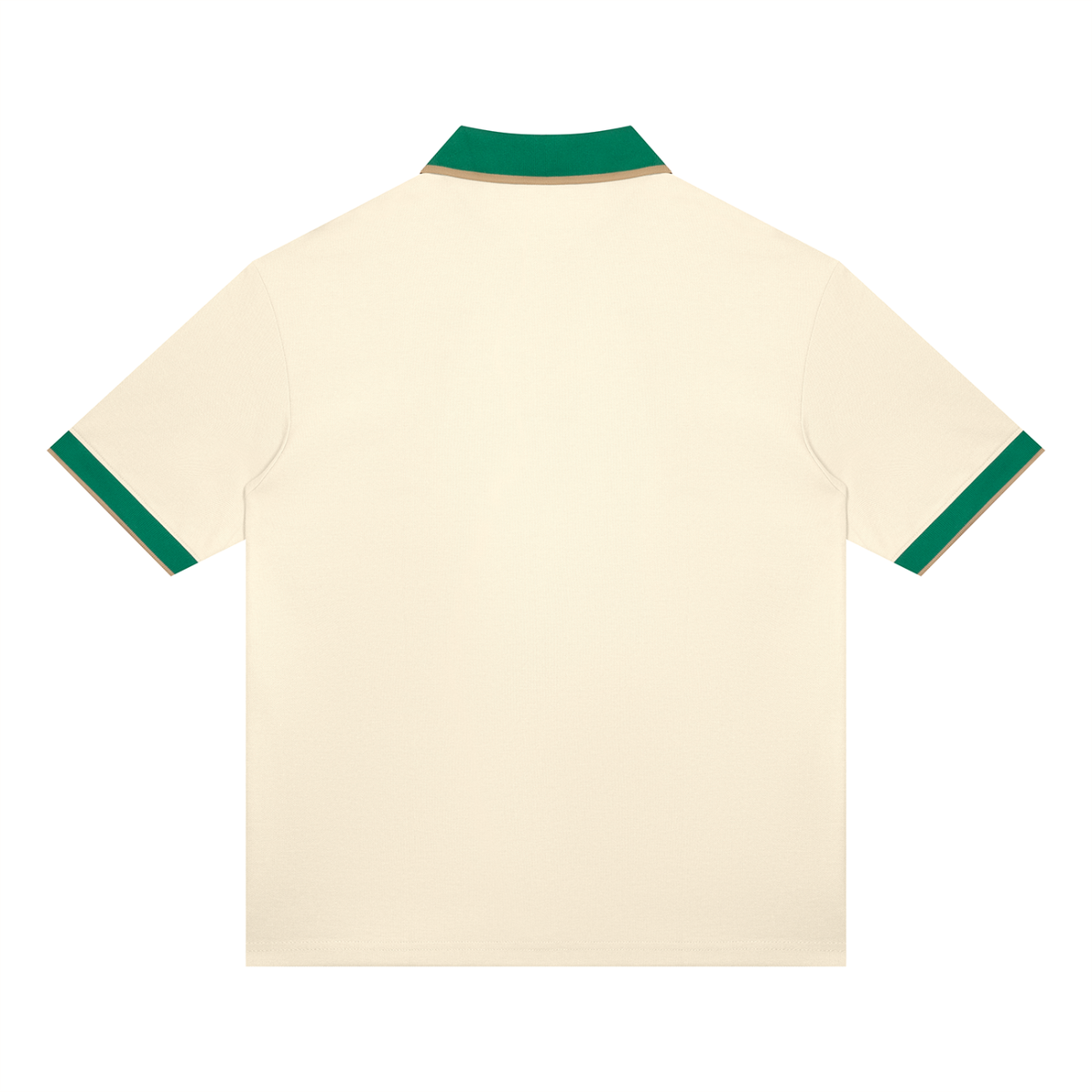 Unisex Color Block Polo Shirt in apricot with green, alternate angle
