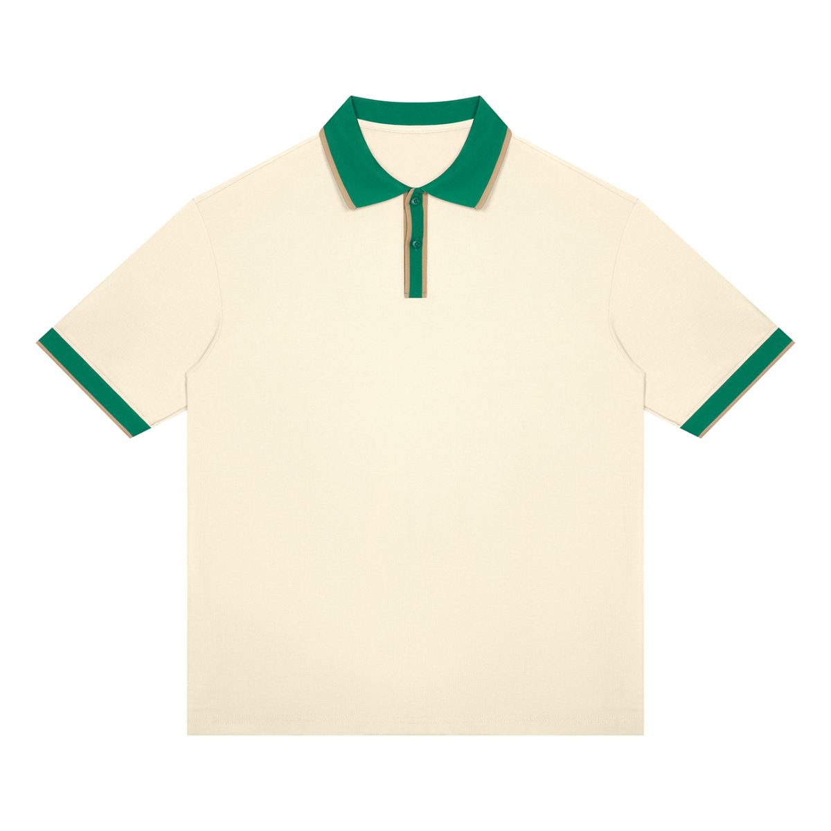 Unisex Color Block Polo Shirt in apricot with green