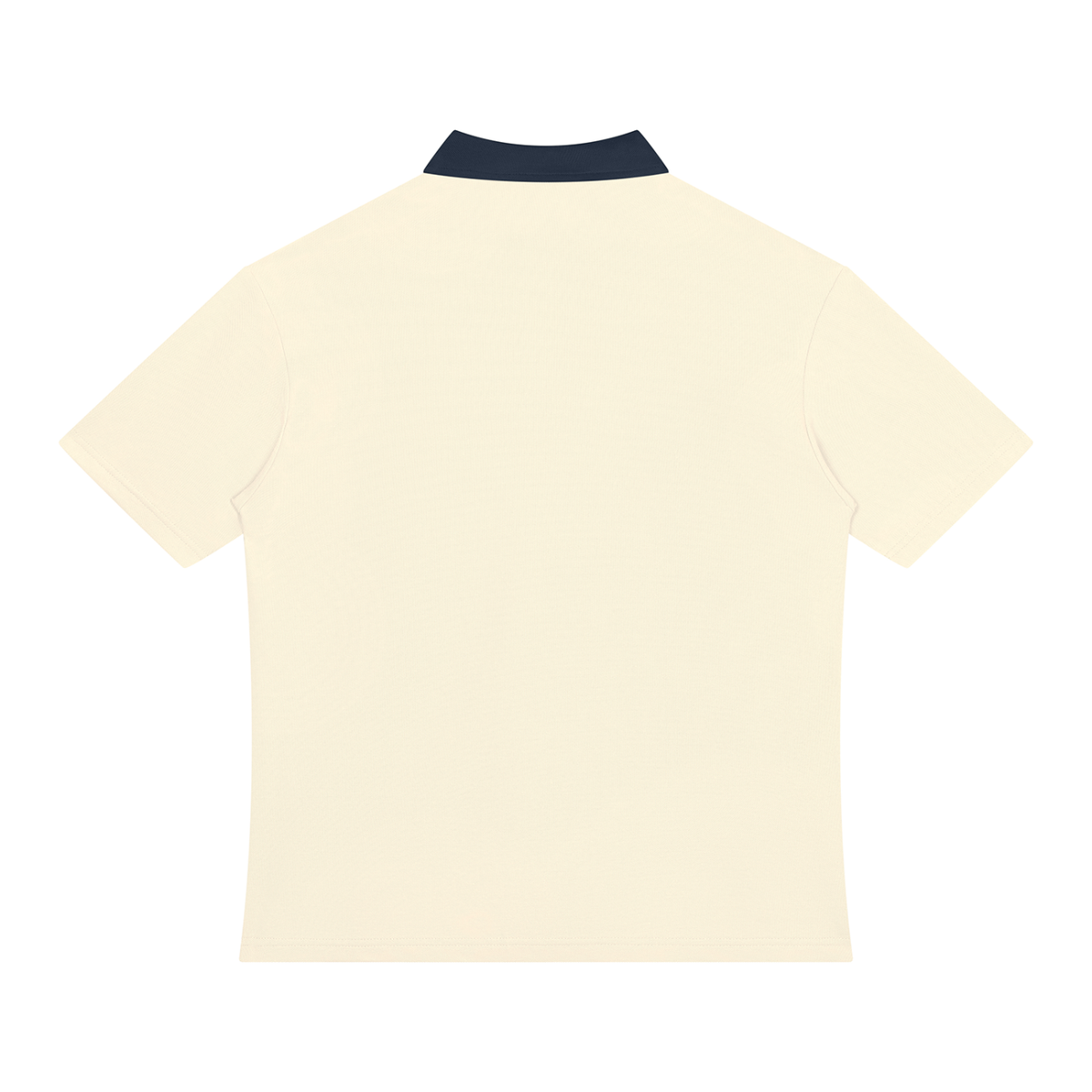 Unisex Color Block Quarter-Zip Polo Shirt in apricot with navy blue, alternate angle