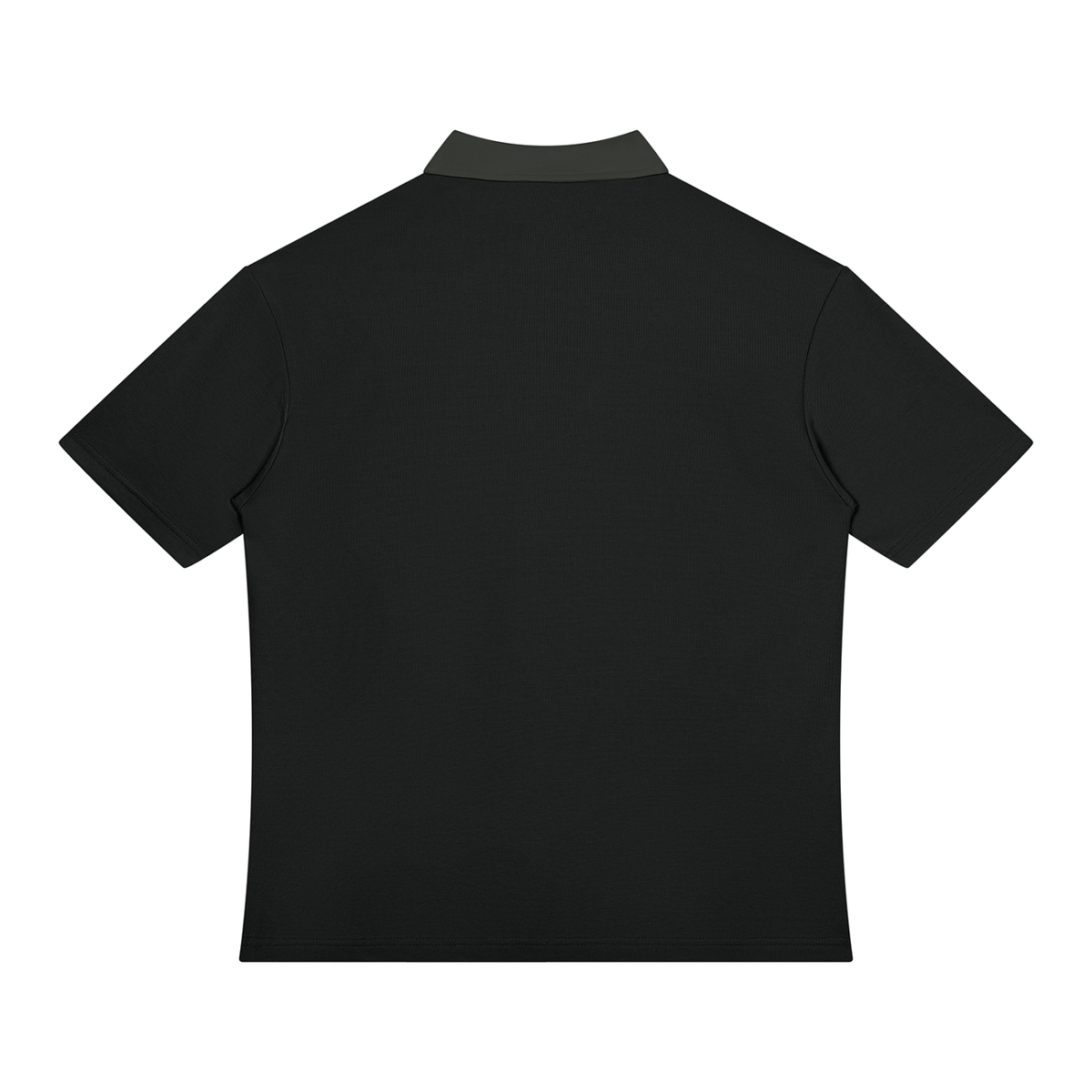 Unisex Color Block Quarter-Zip Polo Shirt in black with gray, alternate angle