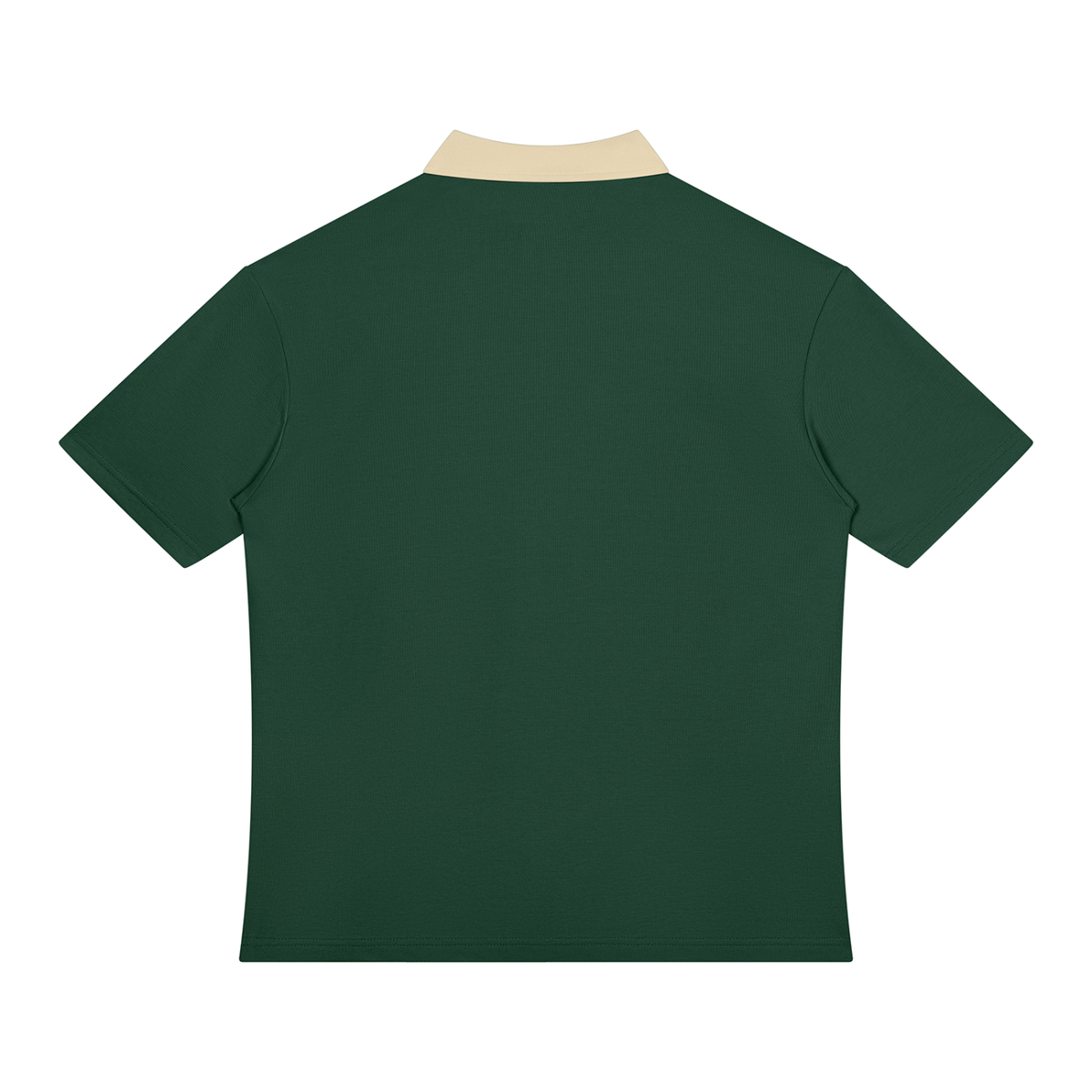 Unisex Color Block Quarter-Zip Polo Shirt in blackish green with apricot, alternate angle