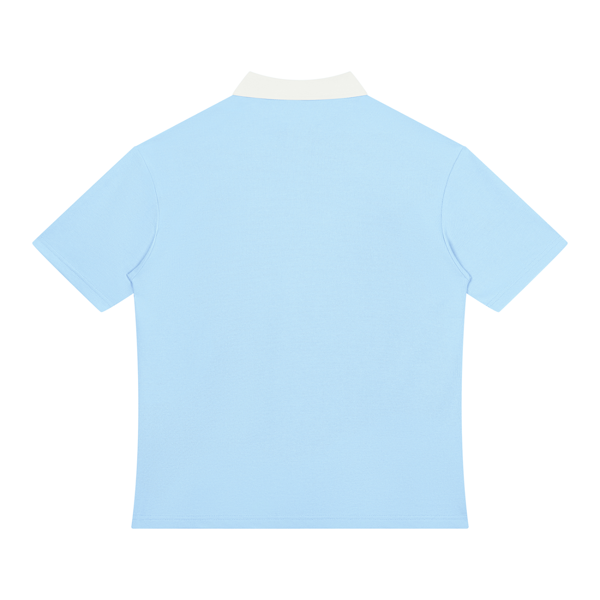 Unisex Color Block Quarter-Zip Polo Shirt in light blue with white, alternate angle