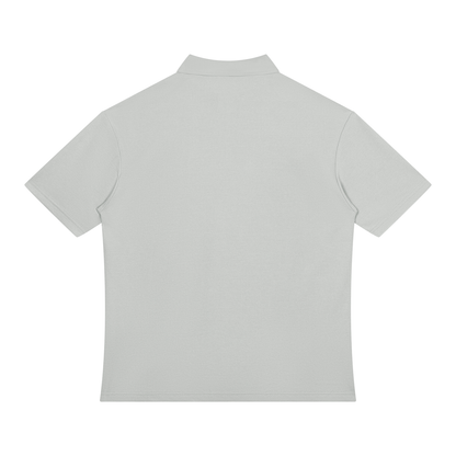 Unisex Color Block Quarter-Zip Polo Shirt in light gray, alternate angle