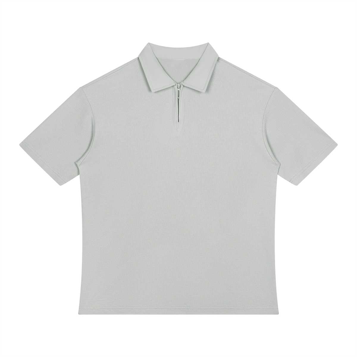 Unisex Color Block Quarter-Zip Polo Shirt in light gray