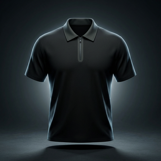 Unisex Color Block Quarter-Zip Polo Shirt, view 1