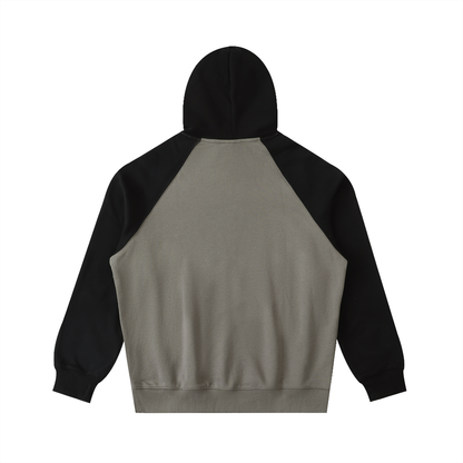 Unisex Color-Block Raglan Sleeve Hoodie in gray with black, alternate angle