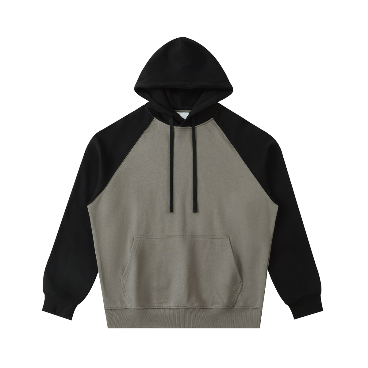 Unisex Color-Block Raglan Sleeve Hoodie in gray with black