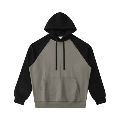 Unisex Color-Block Raglan Sleeve Hoodie in gray with black