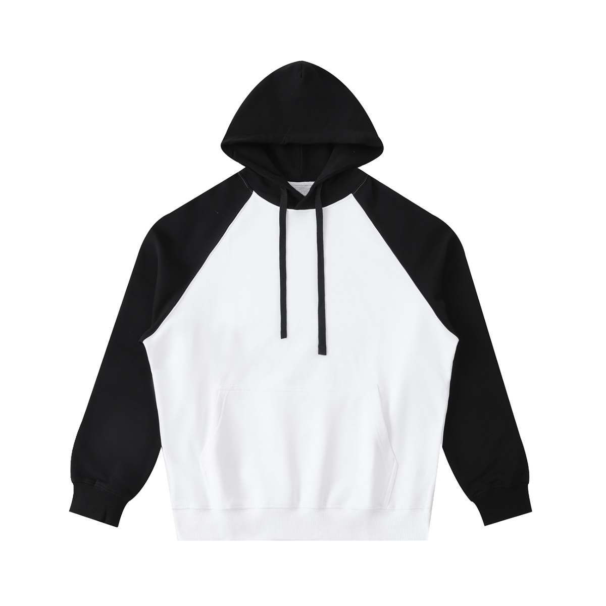 Unisex Color-Block Raglan Sleeve Hoodie in white with black