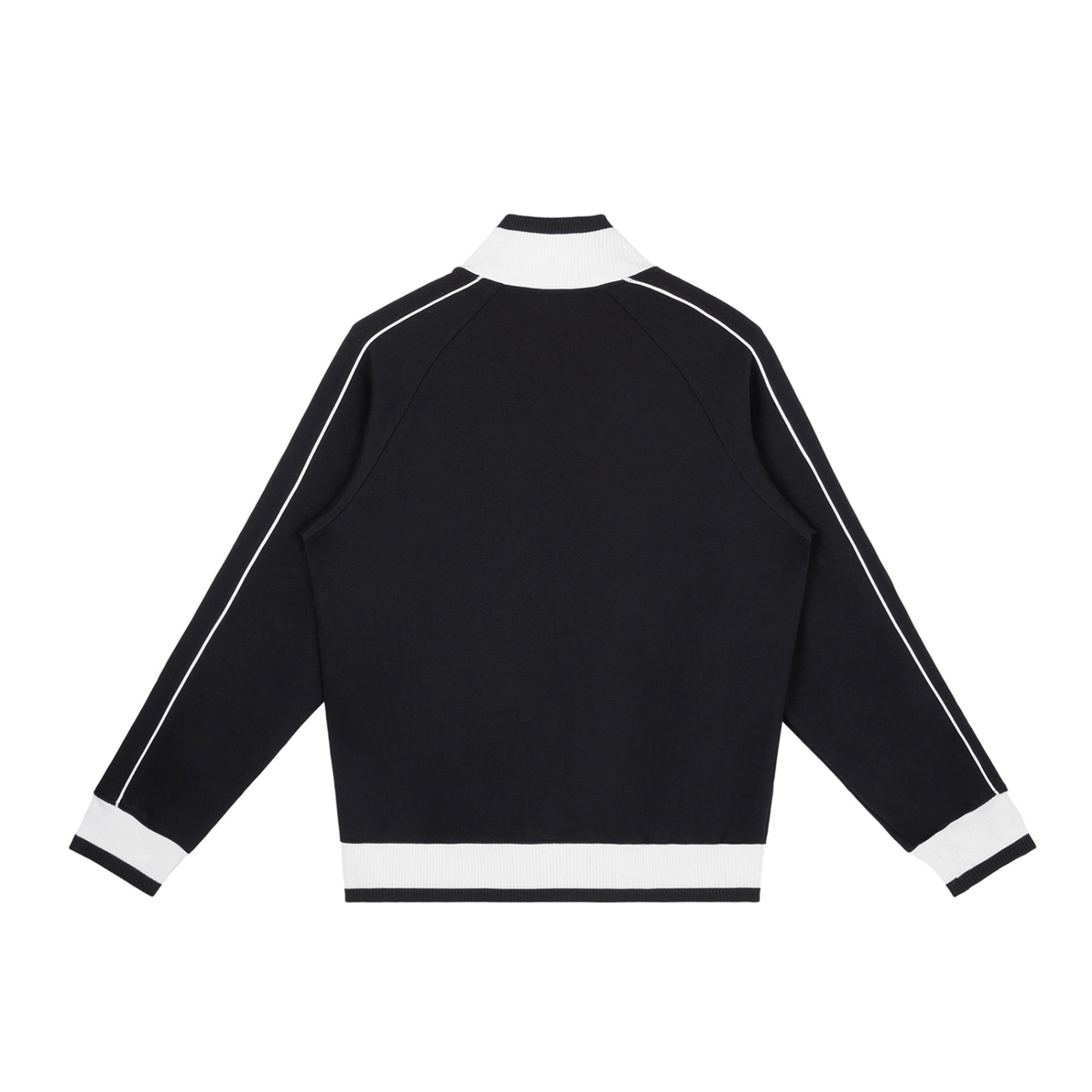 Unisex Color Block Raglan Sleeve Zip Track Jacket in black, alternate angle