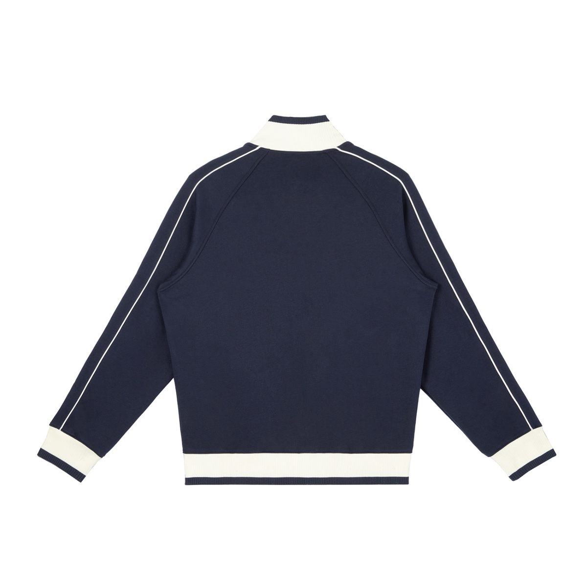 Unisex Color Block Raglan Sleeve Zip Track Jacket in navy blue, alternate angle
