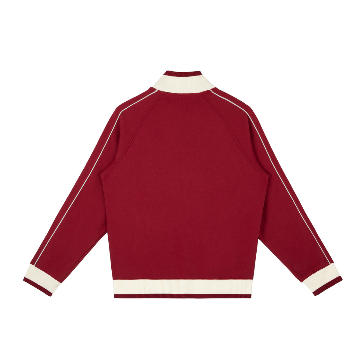 Unisex Color Block Raglan Sleeve Zip Track Jacket in red, alternate angle